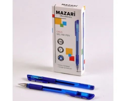 Ручка гелевая Mazari Cielo синяя, 0,5мм, полупрозр.корпус, грип*