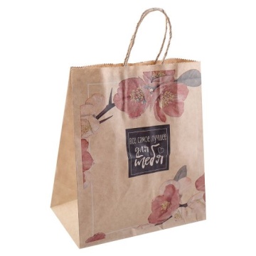 Пакет подар. бумажн. 25*22*12 см, 80 гр/м2 Для тебя, крученые ручки