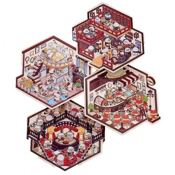 Наклейки-румбокс д/создания миниатюрных сцен 12,5*19см "Кафе" 4диз.