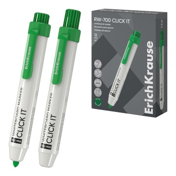 Маркер для досок автоматический ErichKrause RW-700 Click it, цвет чернил зеленый (в коробке по 12 шт