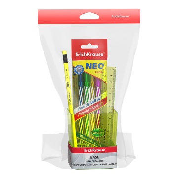 Набор настольный пластиковый ErichKrause Неон, желтый