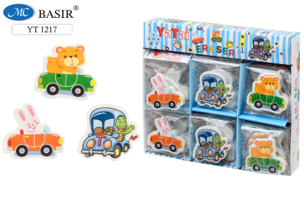 Ластик: "МАШИНКА С ЖИВОТНЫМИ"; размер 4,5*4 см