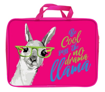 Папка А4 (360*270*80) с ручками, молния, ткань "Крутая лама"