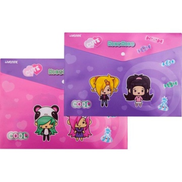 Конверт на кнопке  с рисунком А4 NicoNico:-), 0,18мм, ассорти