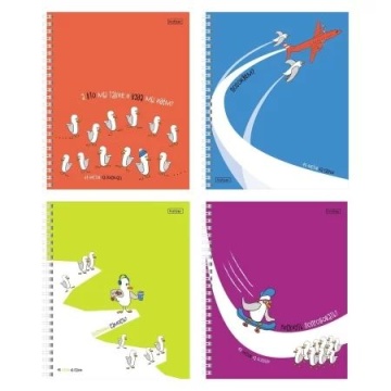 Тетрадь А5  48л кл. гребень Hatber "Приключения чайки" тисн., перф.на отрыв, 4диз.в блоке