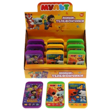 Музыкальный телефон 10см, "Мульт", 2*АА в компл., ассорти