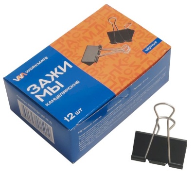 Зажим канцелярский Workmate 51 мм, чёрный *12шт