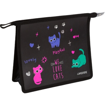 Папка д/тетрад. А5 (243x200x80) 1отд. молния сверху, пластик "Funny Cats",тиснение фольгой