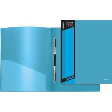 Папка c пружин. скоросш. пластик. 0,45мм, с карманом, ярко-голубая