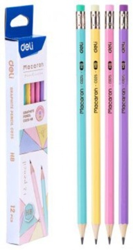 Карандаш Deli НB Macaron, тополь, с ластиком