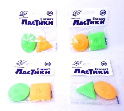 Ластик фигурный флуоресцентный «Геометрия», набор 2 шт