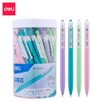 Ручка шар. Deli автомат, синяя, 0,7мм, ассорти