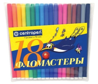 Фломастеры  18цв "Centropen. Пингвины", мягк.блистер европодвес