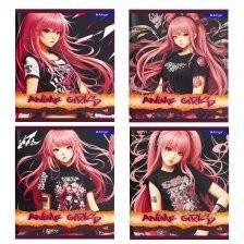 Тетрадь 48л клетка выб лак "Anime girls" ассорти (4диз) 60г.м2