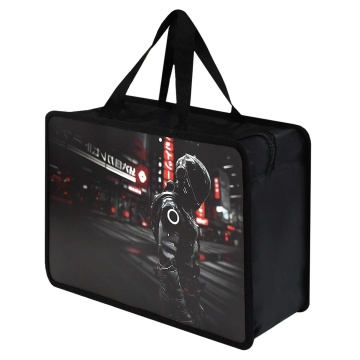 Папка А4 (340*250*95) с ручками, молния, пластик "Гонщик в шлеме" глиттер