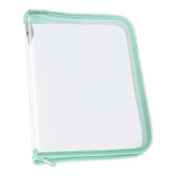 Папка д/тетрад. А5 (230*180*25) 1отд. молния вокруг, пластик "Офис б/цв Мятная"