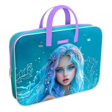 Папка текстильная на молнии ErichKrause с ручками Aquamarine, A4+