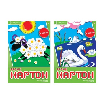 Картон белый А4  8л. немелов., одностор., пл. 190 г/м2, в папке