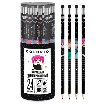 Карандаш ч/гр пластиковый "Девочки" с ластиком НВ