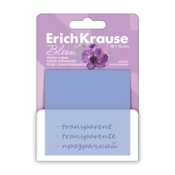 Блок самоклеящийся пластиковый ErichKrause Pastel Bloom, 75X75 мм, 50 листов, ассорти