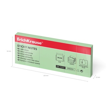 Бумага для заметок с клеевым краем ErichKrause, 50х40 мм, 300 листов, зеленый