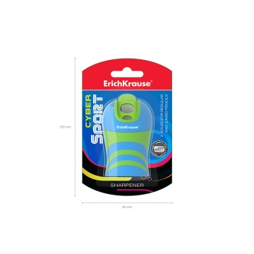 Точилка пластиковая ErichKrause Cyber Sport, двойная, с контейнером, ассорти (в коробке по 12 шт)