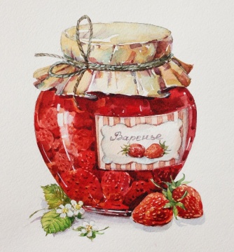 Вышивка крестиком. 21*21 см. КЛУБНИЧНОЕ ВАРЕНЬЕ