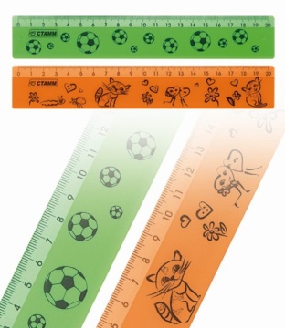 Линейка 20 см флюор. с рисунками