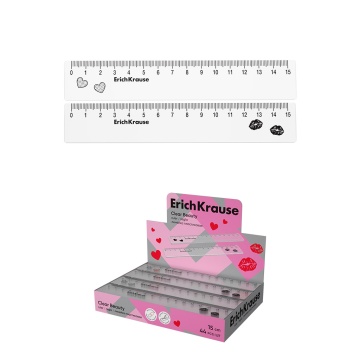 Линейка пластиковая ErichKrause Clear Beauty, 15см, ассорти (в коробке-дисплее по 44 шт)