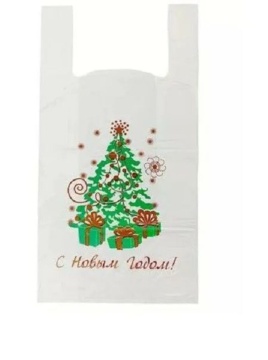 Пакет майка ПНД 30см+14см*55см 25мк "Ёлка" белый
