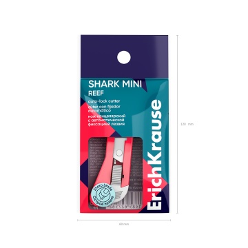 Нож канцелярский ErichKrause Shark Mini Reef, с автоматической фиксацией лезвия, ассорти (в пакете п