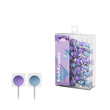 Кнопки силовые ErichKrause Manga, ассорти (в пластиковой коробке 50 шт.)