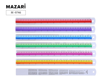 Линейка металлическая. 30 см. С дизайном, 6 цветов