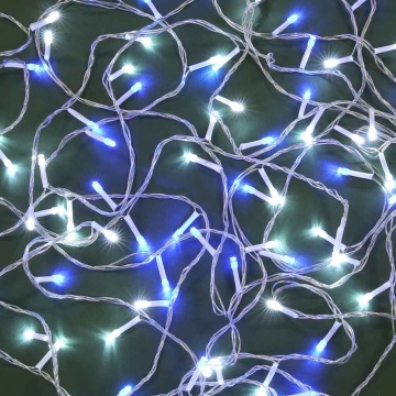 Гирлянда электрическая  9м 100LED, прозрачный шнур, вьюн, 220В, голубой/белый