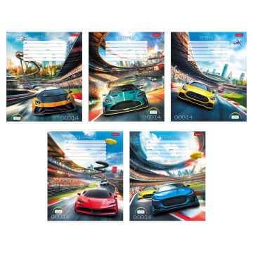 Тетрадь А5 12л кл. Hatber "Престижные гонки" 5 диз.в блоке, белизна 100%