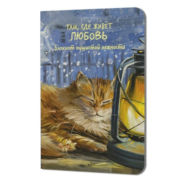 Записная книжка А5  32л скоба "Блокнот пушистой нежности Там, где живет любовь (кот на подоконнике)"