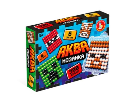 Аквамозаика 390 дет. 4 картинки, планшет "Пиксельный мир"