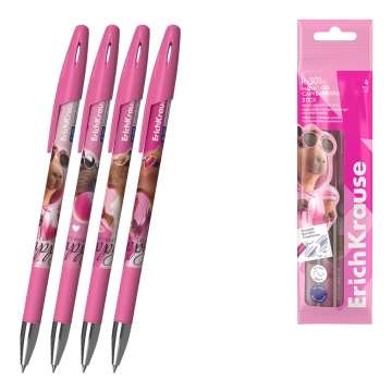 Набор из 4 ручек гелевых сo стираемыми чернилами ErichKrause R-301 Magic Gel Stick CapyBarbara 0.5,