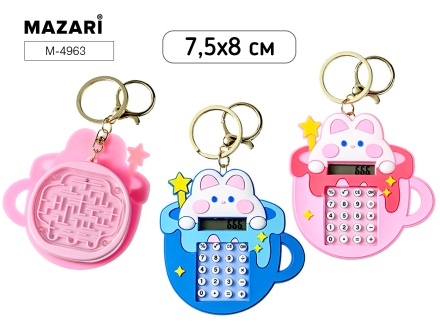 Калькулятор - брелок  8 разр. Mazari. Зайка, 4 диз.
