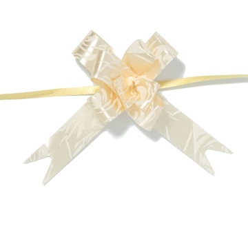 Бант подарочный затягивающийся 4см*10мм, 20см, рисунок ассорти, ПЕРСИК 10шт/уп