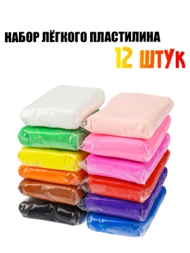 Пластилин супер легкий 12цв*10гр, 3 стека
