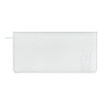 Планинг дат. 2026г 170*88мм 64л., кожзам., тв.пер. "Джут белый" блинт.тисн., ляссе