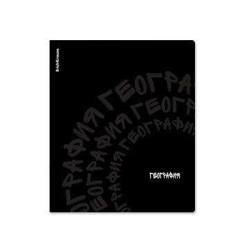 Тетрадь общая ученическая ErichKrause Noir, География, 48 листов, клетка, ламинация soft-touch+выбор