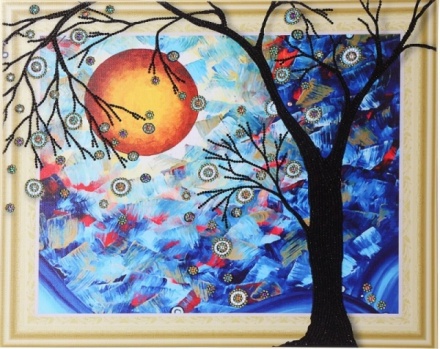 Алмазная картина, 40х50см. Фигурные стразы. 3D эффект. Неполная выкладка. ДЕРЕВО ЖЕЛАНИЙ