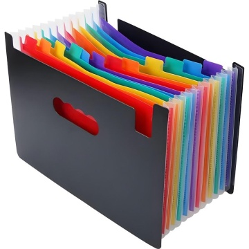 Папка 13 отд. органайзер А4 0,7мм, черная с цветными разделителями