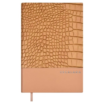 Ежедневник недат. А5 160л., кож.зам., тв.пер. "Кроко Манчестер бежевый" тиснен., ляссе
