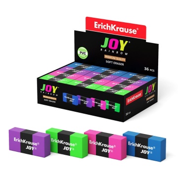 Ластик ErichKrause JOY Rainbow Neon (в коробке по 36 шт.)