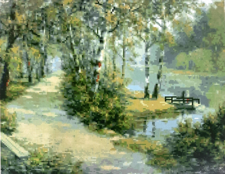 Алмазная мозаика, 40х50см. Разномерные стразы. Полная выкладка. БЕРЁЗОВЫЙ ПАРК