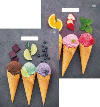 Пакет 40*31см (60мк) с вырубной укрепл. ручкой "Мороженое" Глянец ПВД*