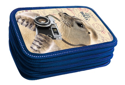 Пенал 3 отд. (195*115*55) молния, лам.картон "Путешествуй"  эффектом ОБЪЕМА